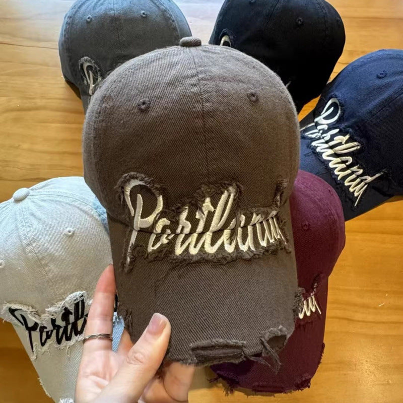 Unisex Distressed Cotton Baseball Cap Bowlift