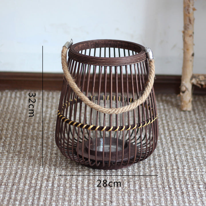 Stylish lantern made of rattan with wooden frame Bowlift
