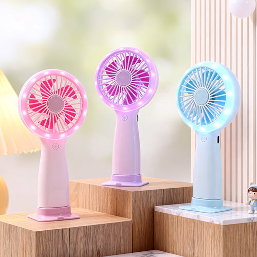 Women's portable hand fan with LED lighting and USB connector Bowlift