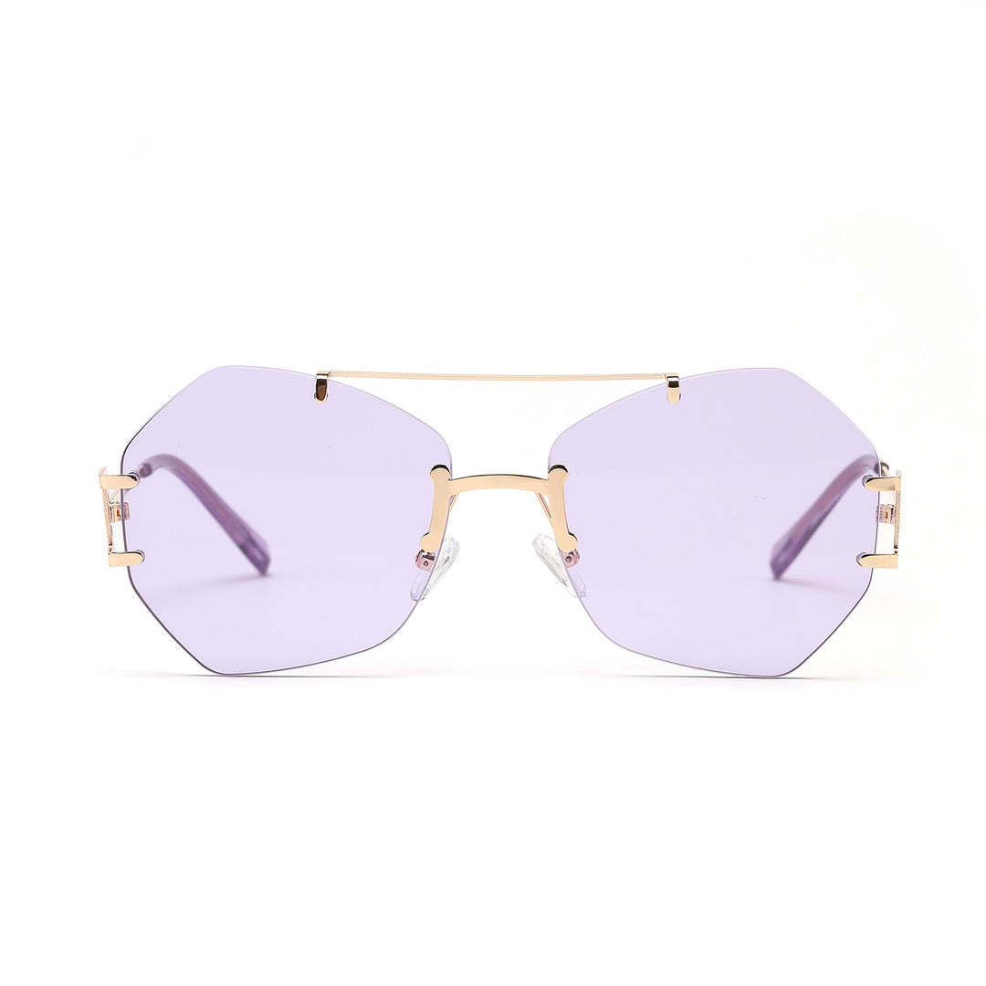 Women's fashionable octagonal sunglasses with delicate metal frame Bowlift