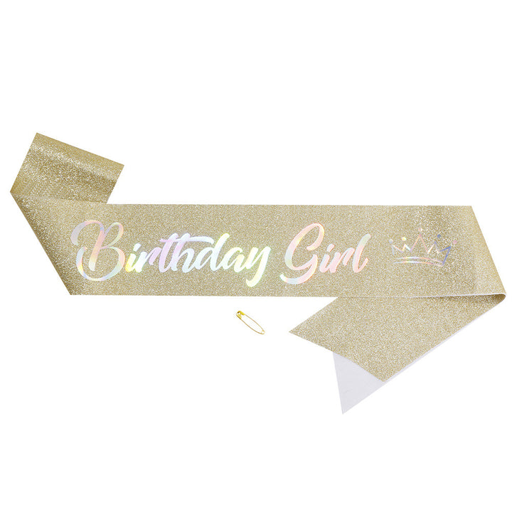 Women's festive birthday sash with glitter Bowlift