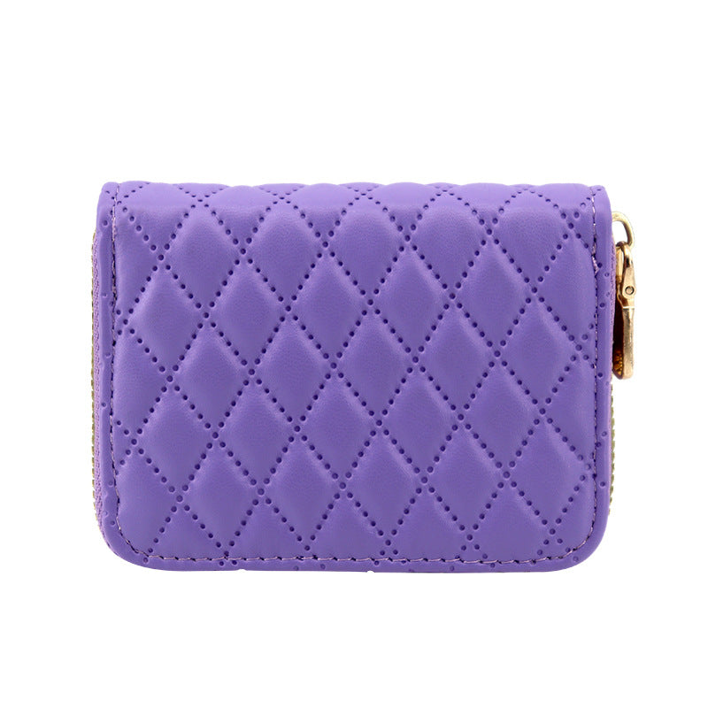 Quilted Compact Zipper Coin Purse