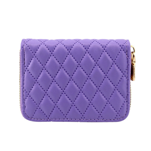 Quilted Compact Zipper Coin Purse