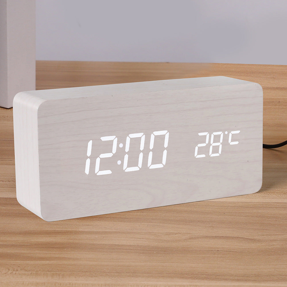 Modern Wooden LED Digital Alarm Clock with Temperature Humidity Display and Touch Controls Bowlift