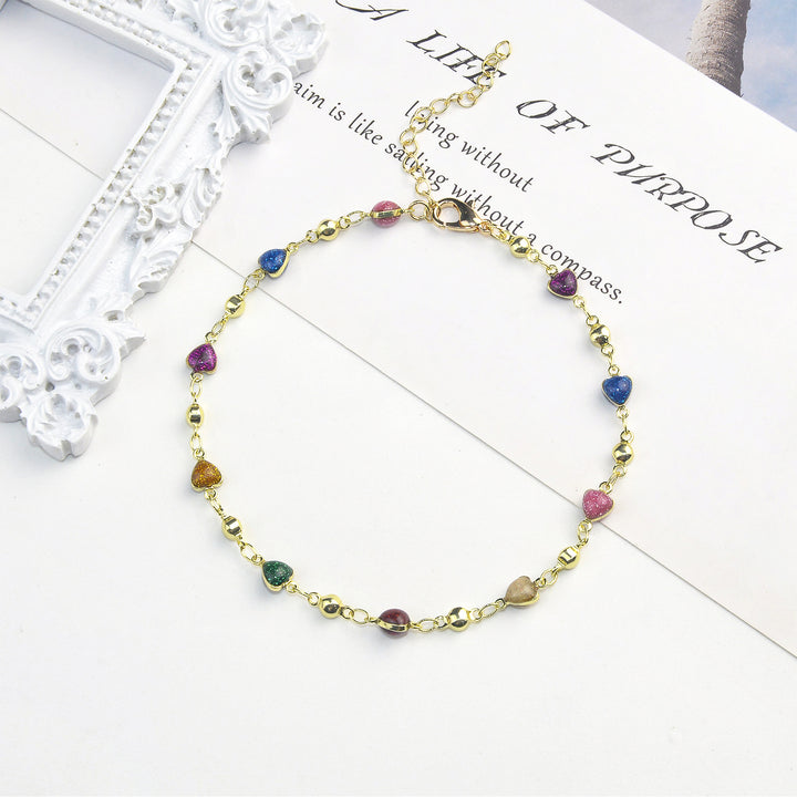 Heart-Shaped Beaded Anklet Bowlift