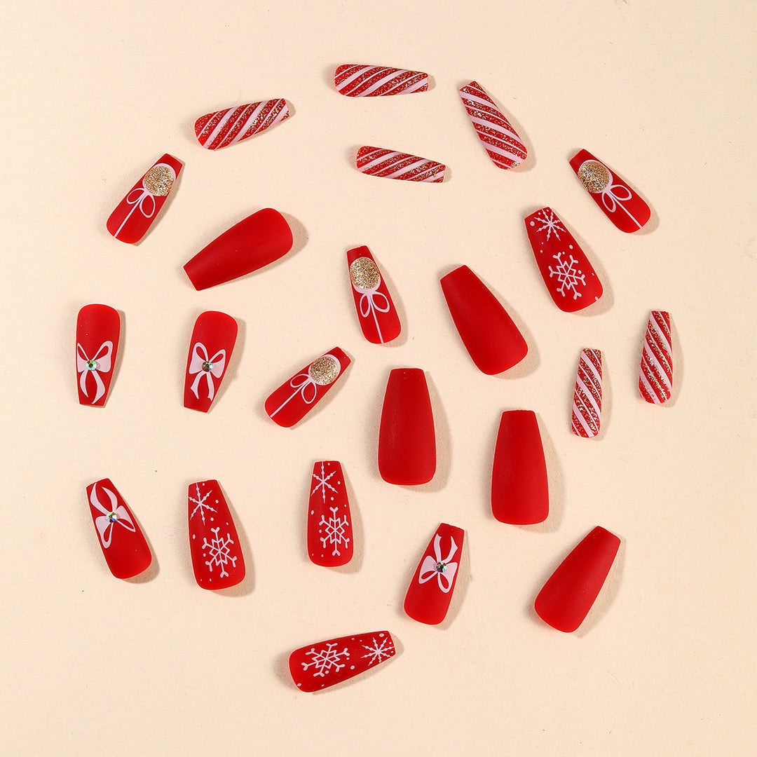 Festive Holiday-Themed Acrylic Nail Art Extensions Bowlift