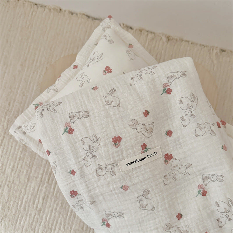 Unisex Muslin Blanket with delicate floral design and elegant ruffles Bowlift