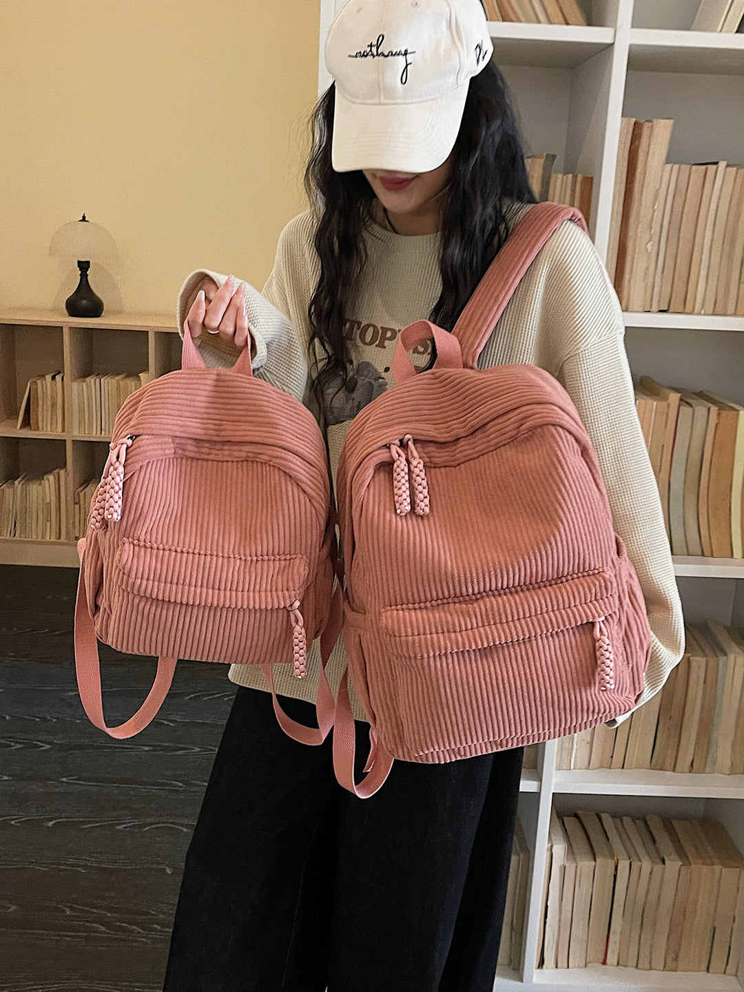 Corduroy Multi-Pocket Backpack Bowlift