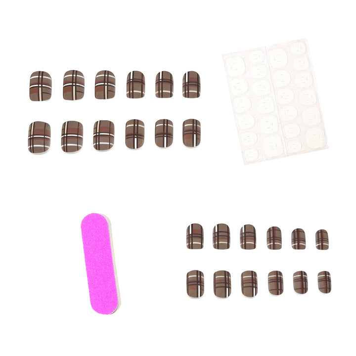 Trendy Plaid Pattern Nail Art Set Bowlift