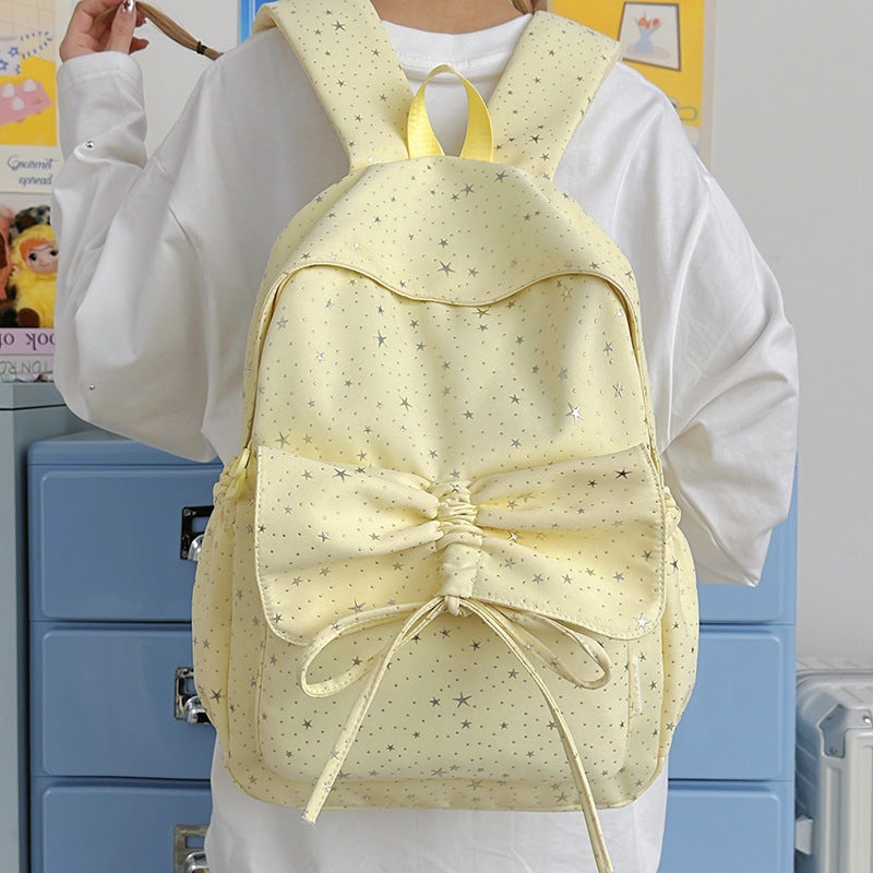 Starry Print Bow-Detail Backpack Bowlift