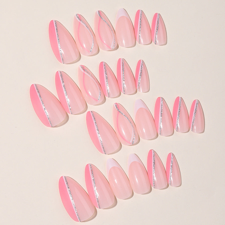 Elegant Press-On Nail Art Set with Butterfly and Glitter Accents Bowlift