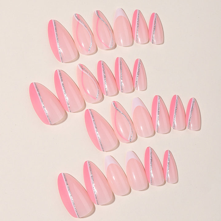 Elegant Press-On Nail Art Set with Butterfly and Glitter Accents Bowlift