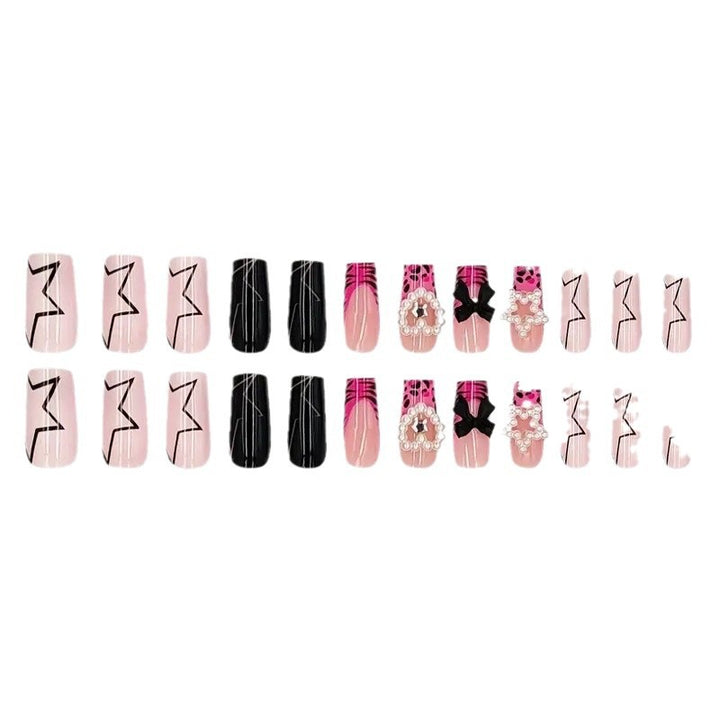 Decorative Press-On Nail Art with Pearl Accents Bowlift