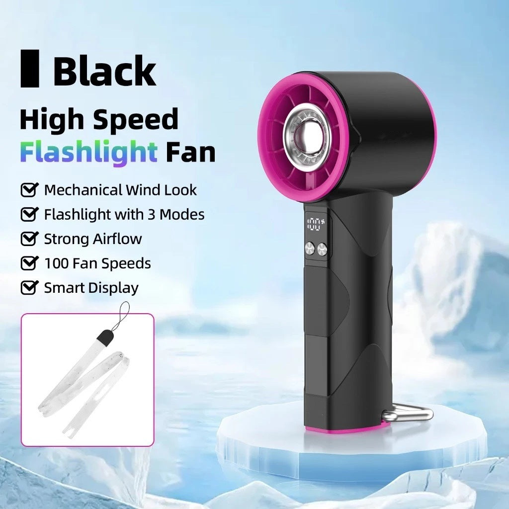 Women's high-speed handheld fan with integrated LED light Bowlift