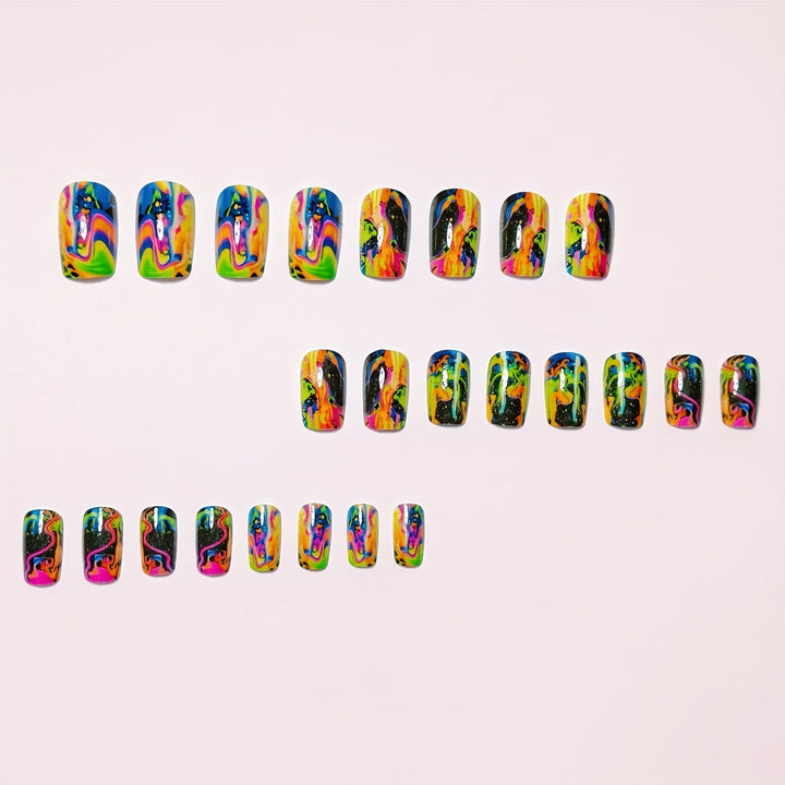 Neon Marbled Nail Art Bowlift