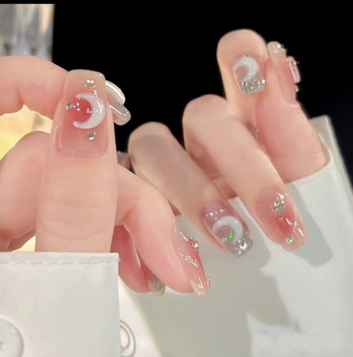 Glamorous Art Fingernails with Embellished Accents Bowlift