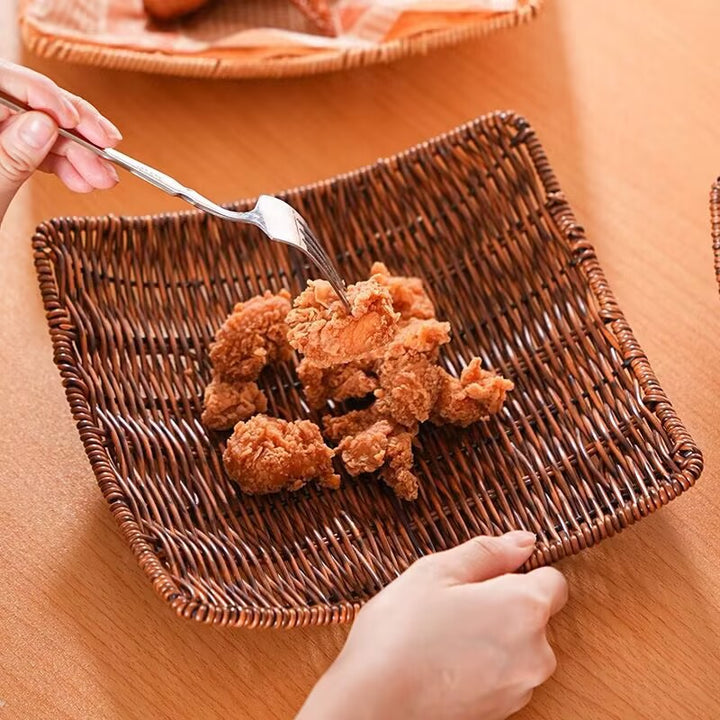 Unisex Elegant Rattan Serving Plate Bowlift