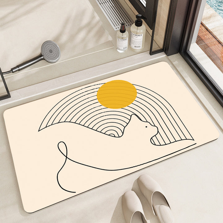 Artistic Cat-Themed Bath Mat Bowlift