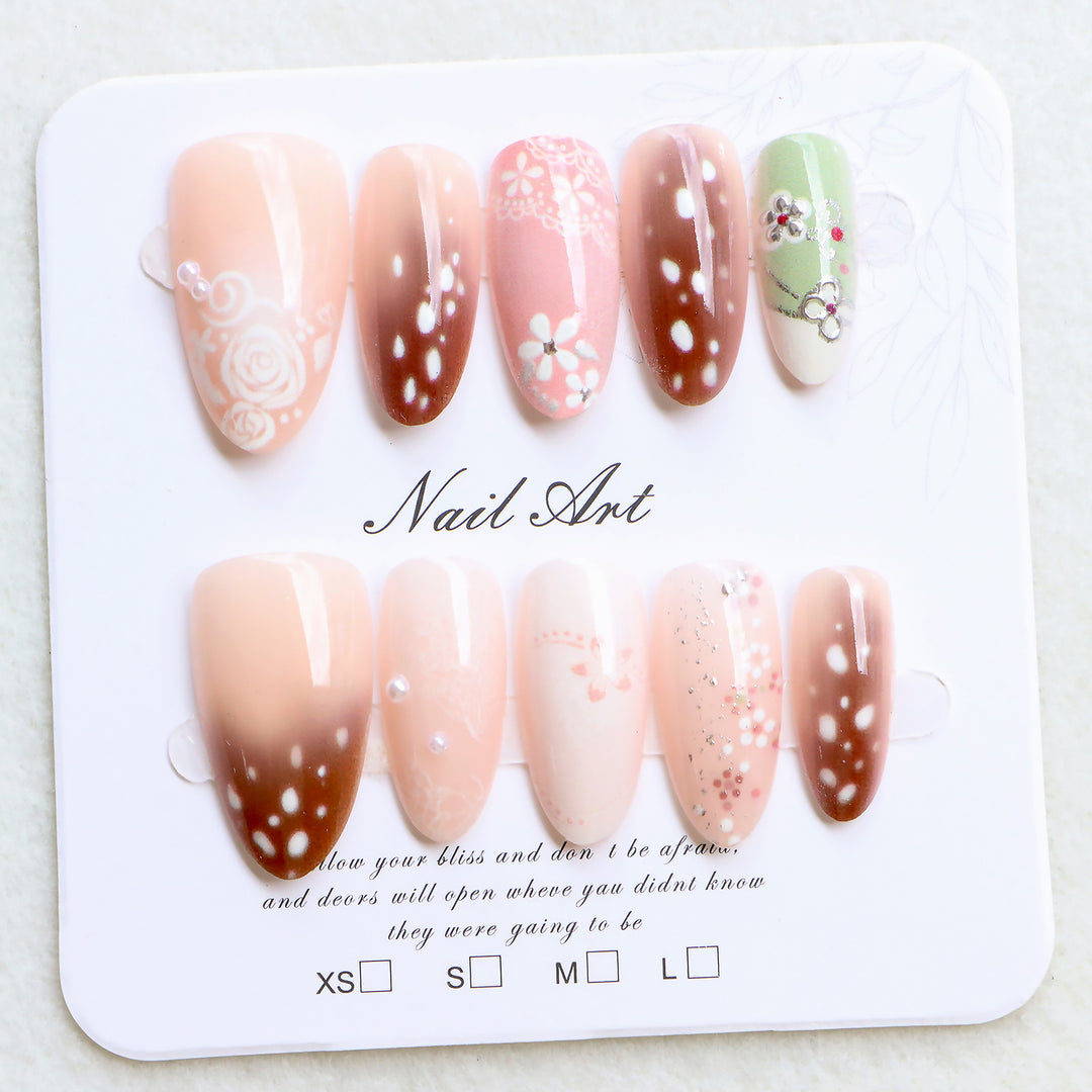 Artistic Floral Press-On Nail Collection Bowlift