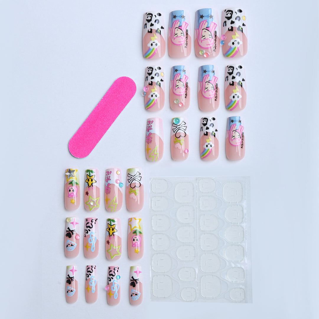 Artificial nails with colorful design Bowlift