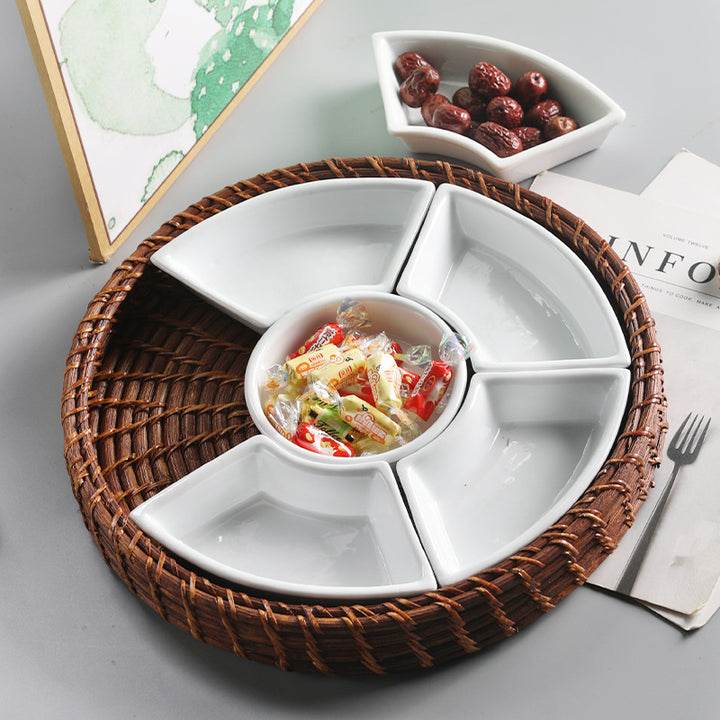 Unisex Serving Platter with Integrated Dip Bowl Set Bowlift