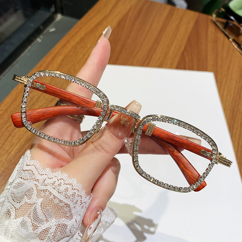 Women’s sunglasses with rhinestone-accented frame and modern wood design Bowlift