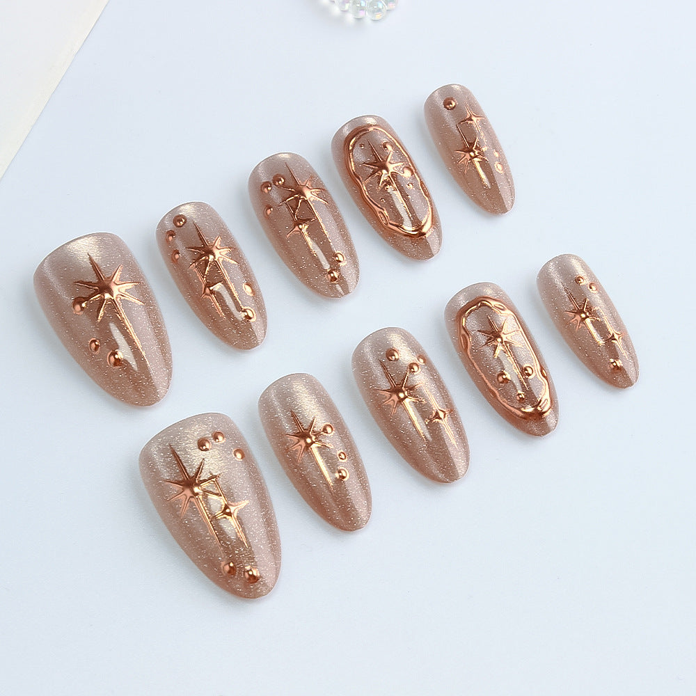 Glamorous Gel Nail Art with Golden Accents Bowlift