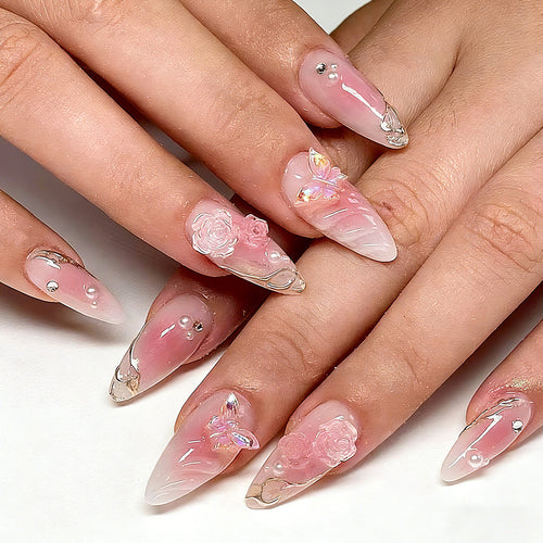 Artificial nail set with elegant blooming 3D decorations Bowlift 1788236934