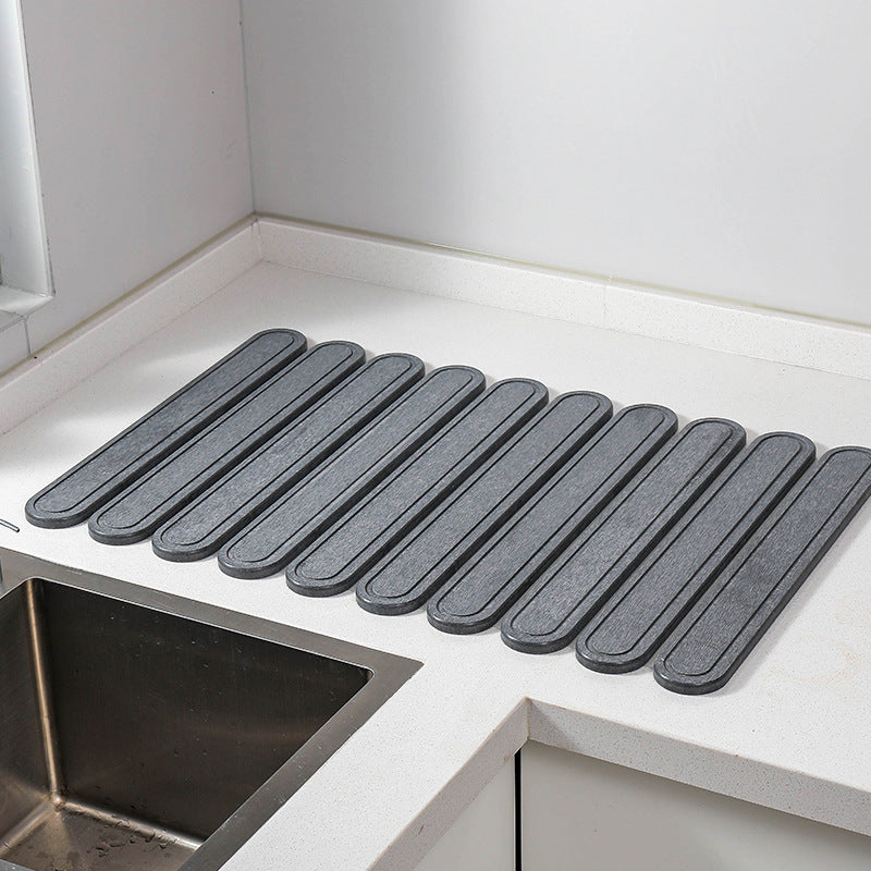 Decorative Marble Striped Kitchen Drying Mat