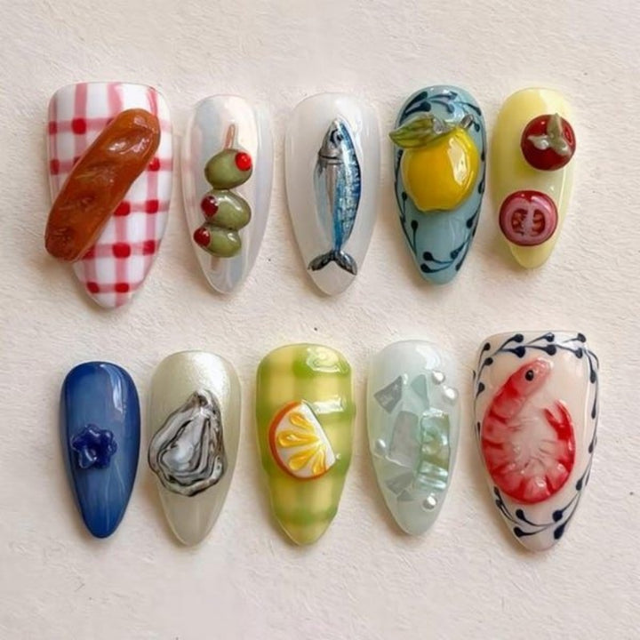 Artistic Ocean-Inspired Press-On Nails Bowlift