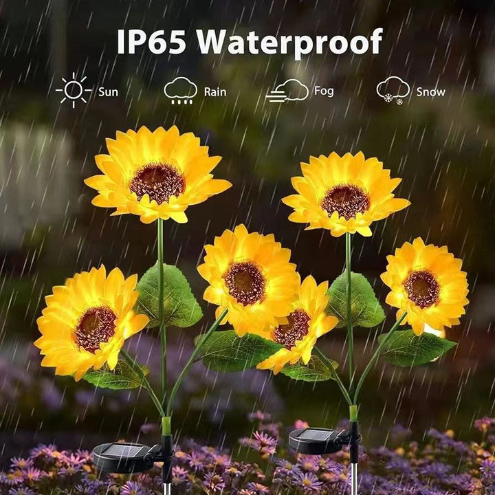 Lifelike Sunflower LED Garden Stake With Dusk-To-Dawn Sensor And Weatherproof Ground Spike Bowlift