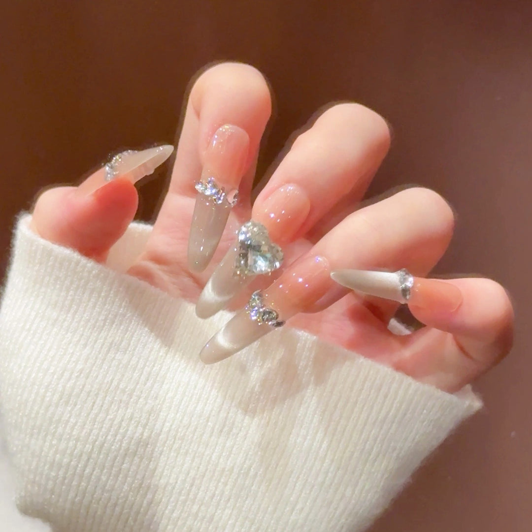 Glamorous Crystal-Embellished Stiletto Press-On Nails Bowlift