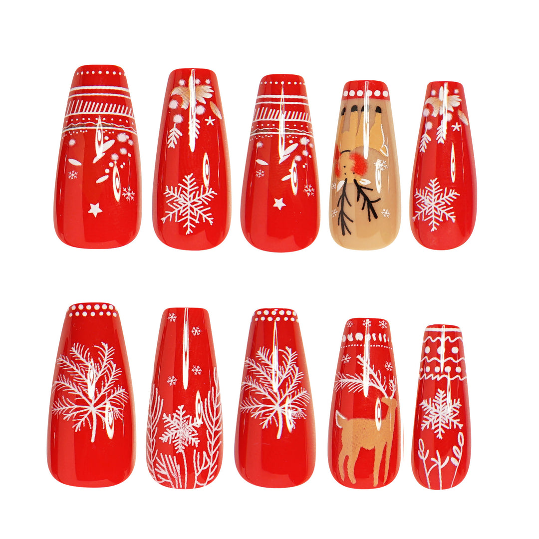 Festive Holiday Themed Press-On Nail Art Bowlift