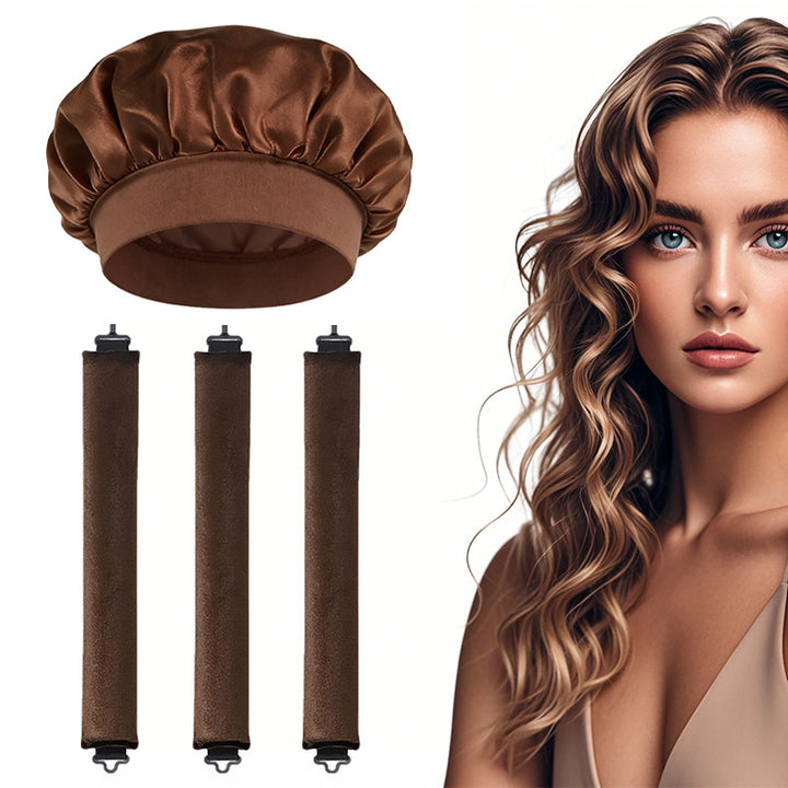 Satin Sleep Cap and Hair Rollers