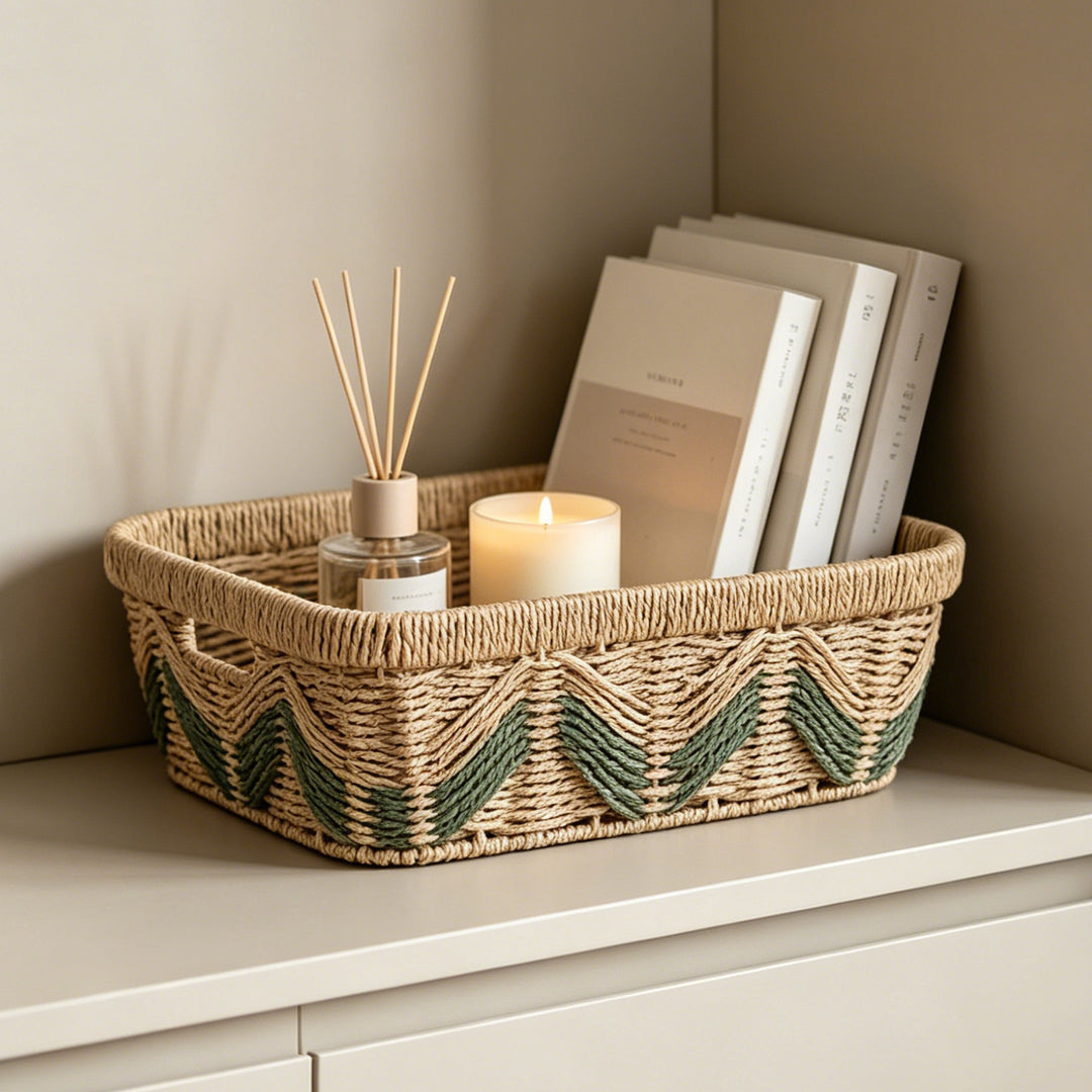 Decorative storage basket with handles Bowlift