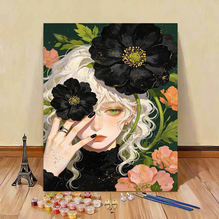 Artistic Floral Portrait Canvas Art Bowlift