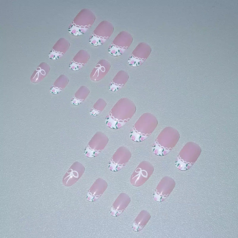 Artificial Nail Set with Elegant Bow Design Bowlift