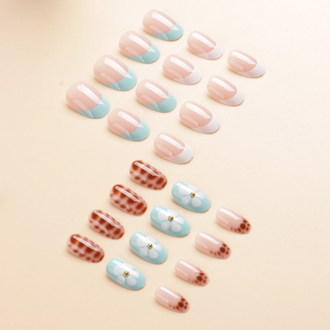 Artistic Floral Acrylic Press-On Nail Set Bowlift