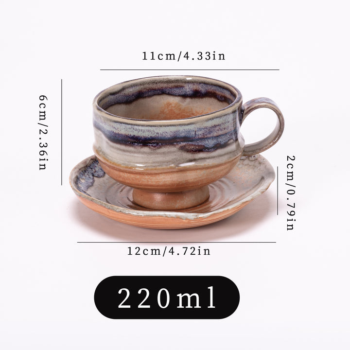 Handcrafted Glazed Footed Ceramic Teacup & Saucer Set Bowlift