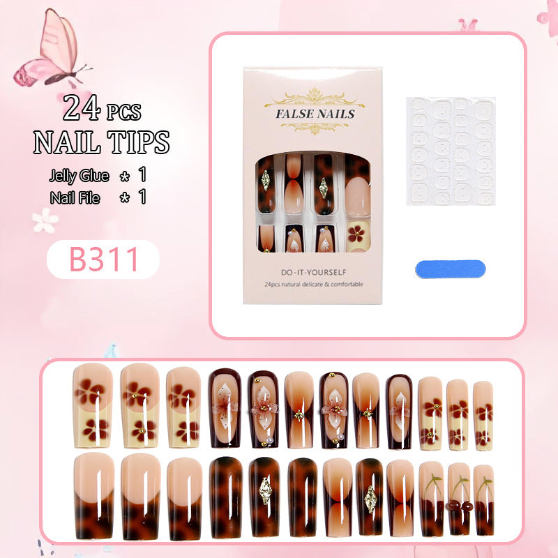 Artificial nails with creative 3D flower design and glitter accents Bowlift