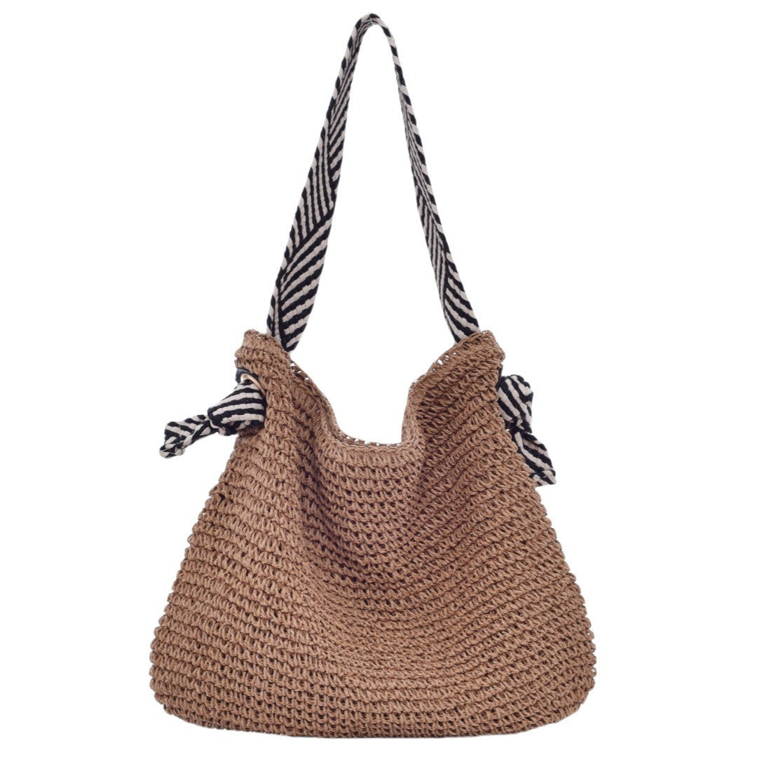 Handmade bucket bag with modern stripe pattern Bowlift