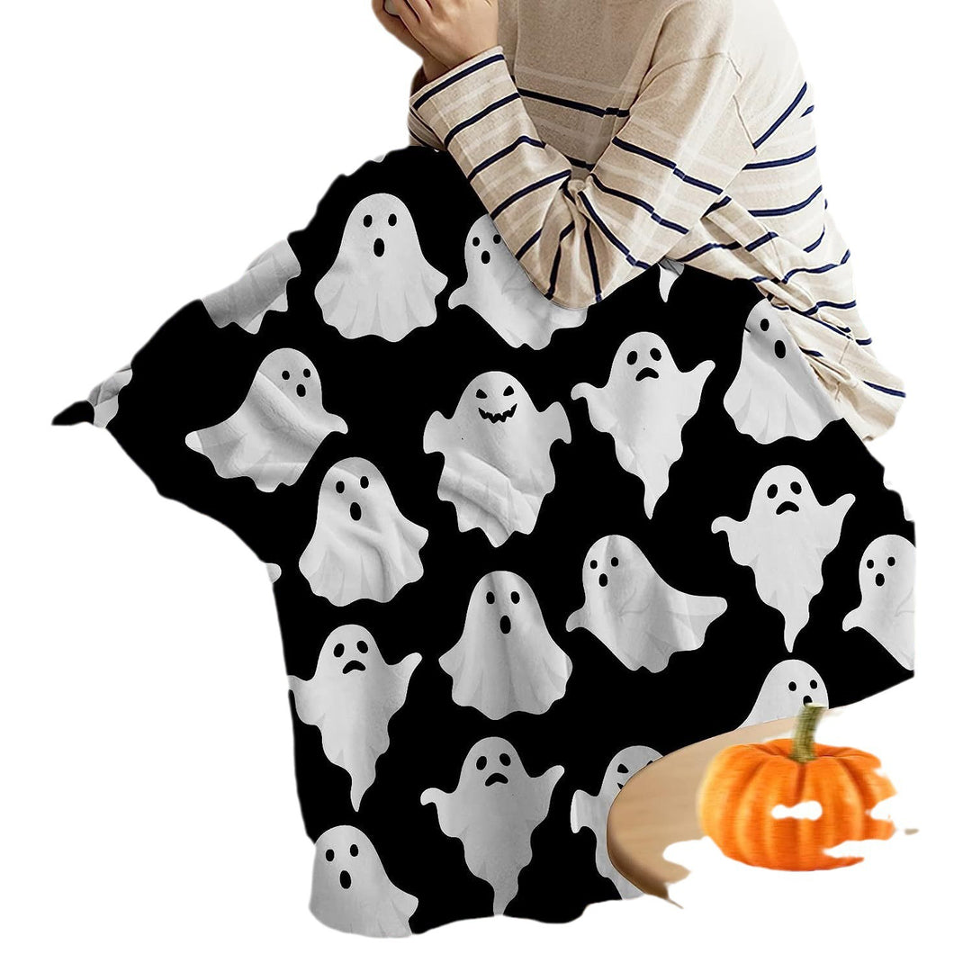 Spooky Ghost Pattern Throw Blanket