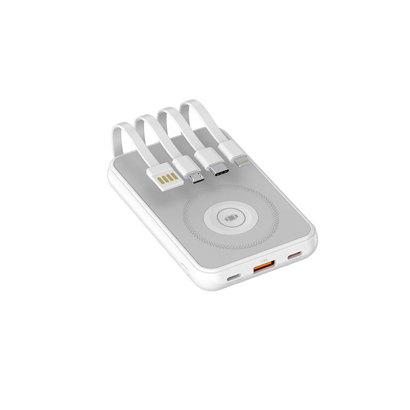 Portable charger with multidimensional charging cable system and wireless charging function Bowlift