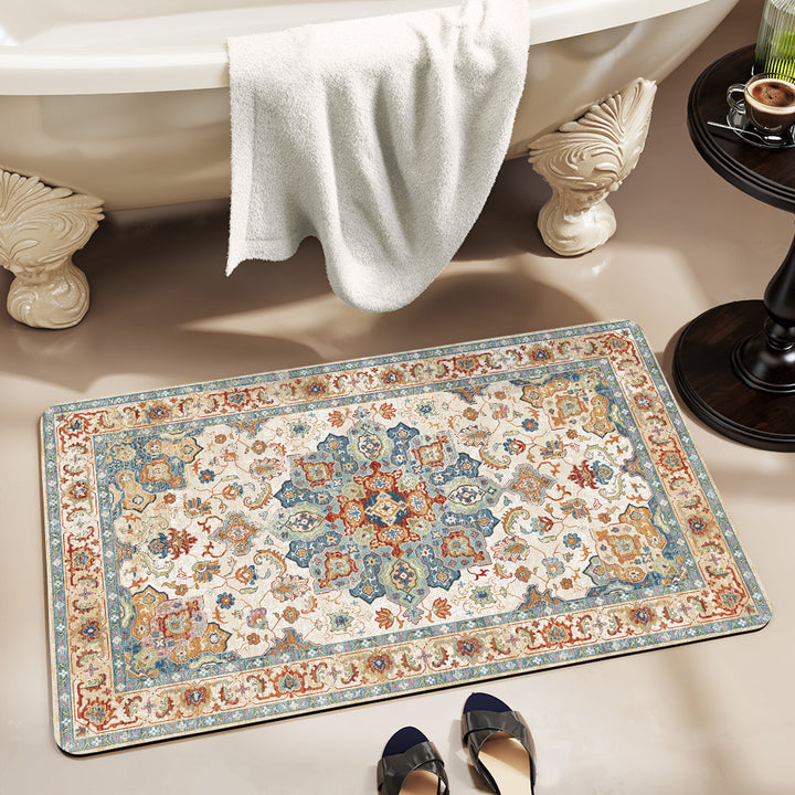 Elegant Vintage Floral Bath Mat Bowlift