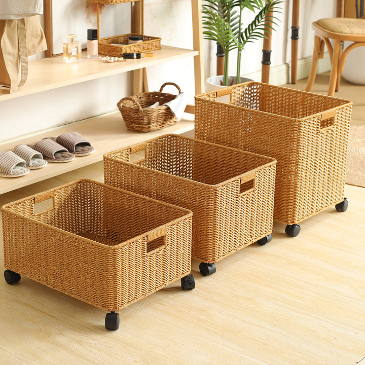 Rolling Woven Storage Basket Bowlift