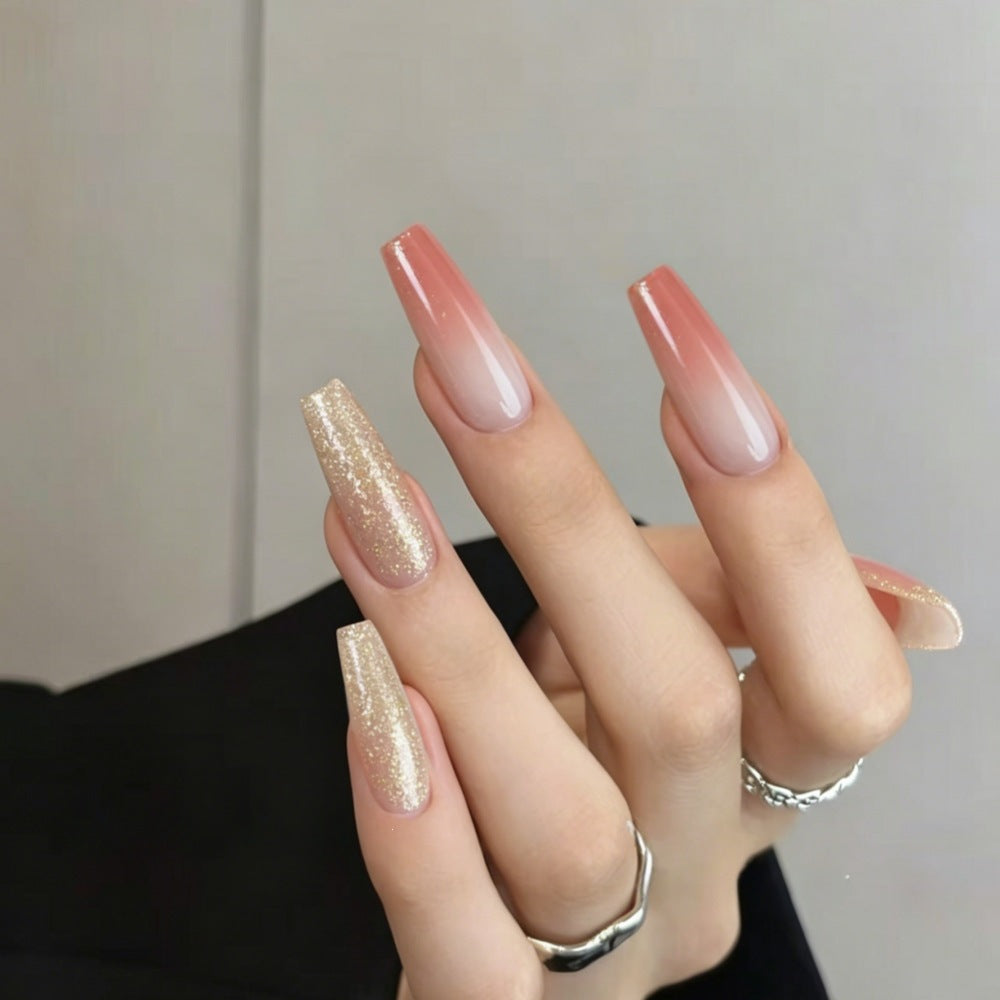 Glamorous artificial nails in modern glitter gradient design Bowlift