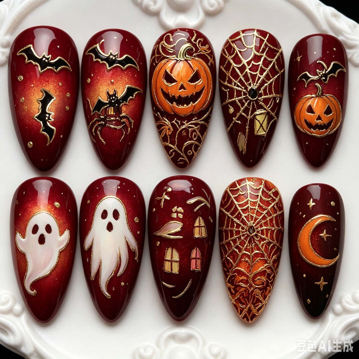 Halloween-Themed Decorative Press-On Nails Bowlift