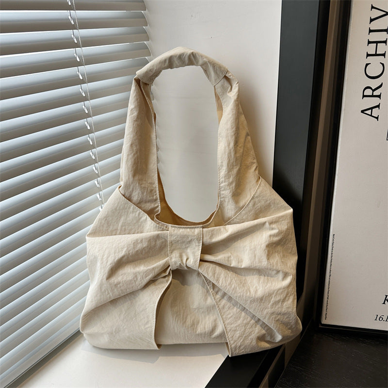 Bow Accent Fabric Tote Bag Bowlift