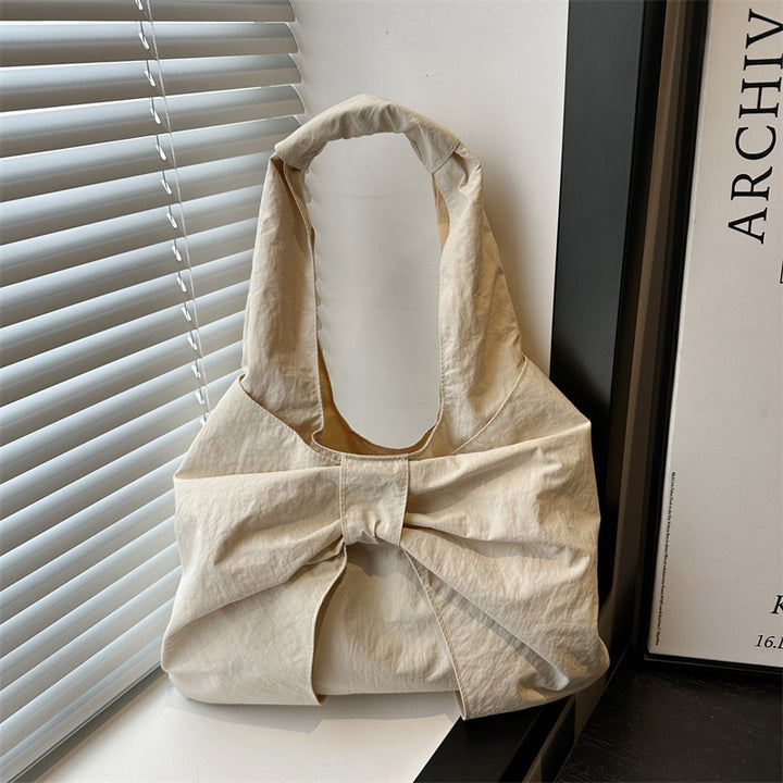 Bow Accent Fabric Tote Bag Bowlift