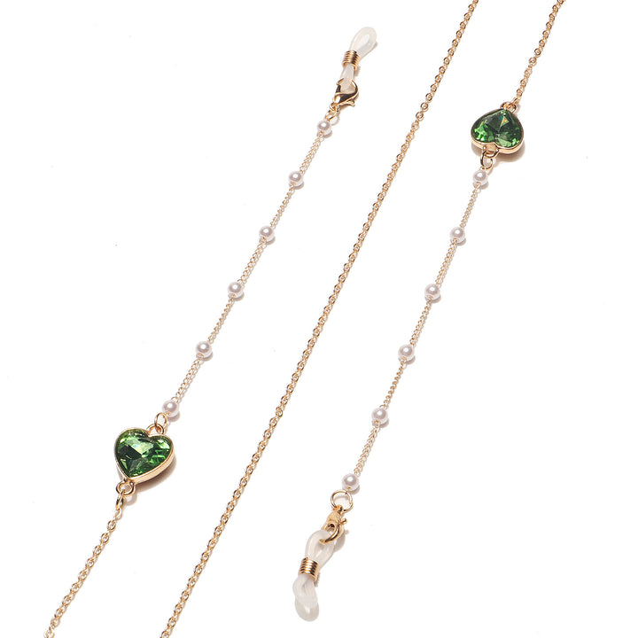 Heart-Shaped Crystal Eyewear Chain Bowlift